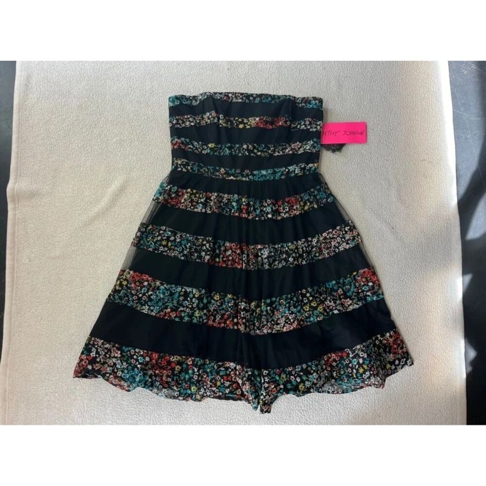 NWT Betsey Johnson Black Strapless Poofy Dress Sparkly Womens 12